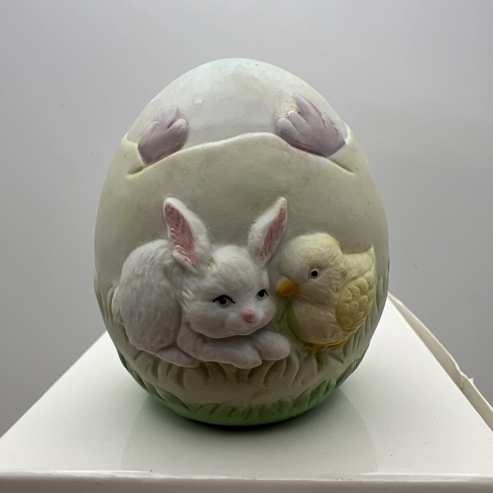 Porcelain Easter Egg 3D Bunny and Chick Easter Decor